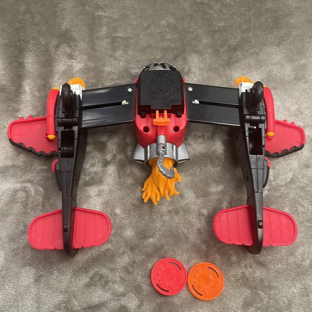 Imaginext Fisher-Price Sky Racers Twin Eagle Plane With Pilot/Flight Suit/Discs - Picture 10 of 14